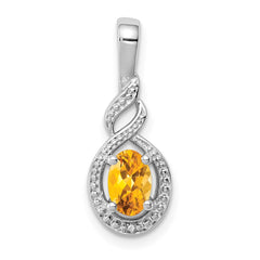 Sterling Silver Rhodium-plated Citrine & Diam. Pendant QBPD18NOV