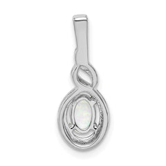 Sterling Silver Rhodium-plated Created Opal & Diam. Pendant QBPD18OCT