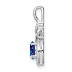 Sterling Silver Rhodium-plated Created Sapphire & Diam. Pendant QBPD18SEP