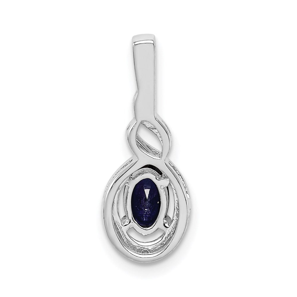 Sterling Silver Rhodium-plated Created Sapphire & Diam. Pendant QBPD18SEP
