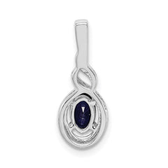 Sterling Silver Rhodium-plated Created Sapphire & Diam. Pendant QBPD18SEP