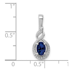 Sterling Silver Rhodium-plated Created Sapphire & Diam. Pendant QBPD18SEP