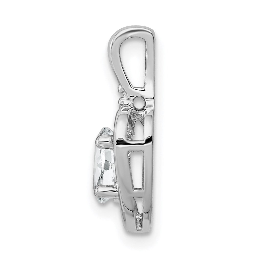 Sterling Silver Rhodium-plated White Topaz & Diam. Pendant QBPD19APR