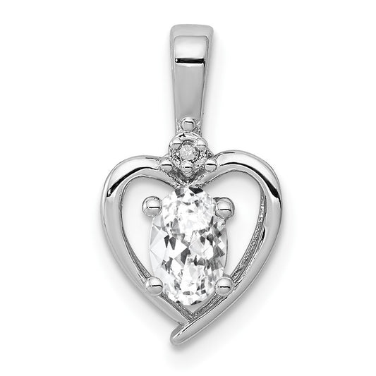 Sterling Silver Rhodium-plated White Topaz & Diam. Pendant QBPD19APR