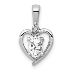 Sterling Silver Rhodium-plated White Topaz & Diam. Pendant QBPD19APR
