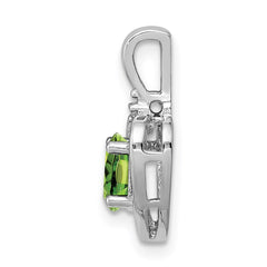 Sterling Silver Rhodium-plated Peridot & Diam. Pendant QBPD19AUG