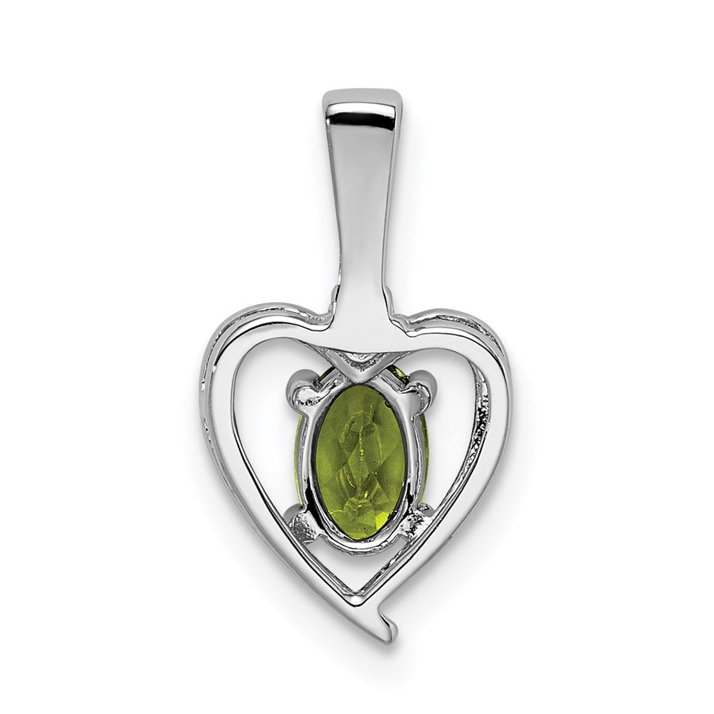 Sterling Silver Rhodium-plated Peridot & Diam. Pendant QBPD19AUG