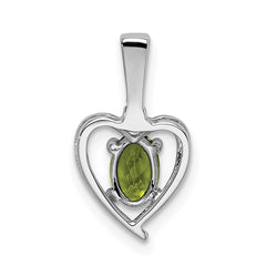 Sterling Silver Rhodium-plated Peridot & Diam. Pendant QBPD19AUG