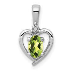 Sterling Silver Rhodium-plated Peridot & Diam. Pendant QBPD19AUG