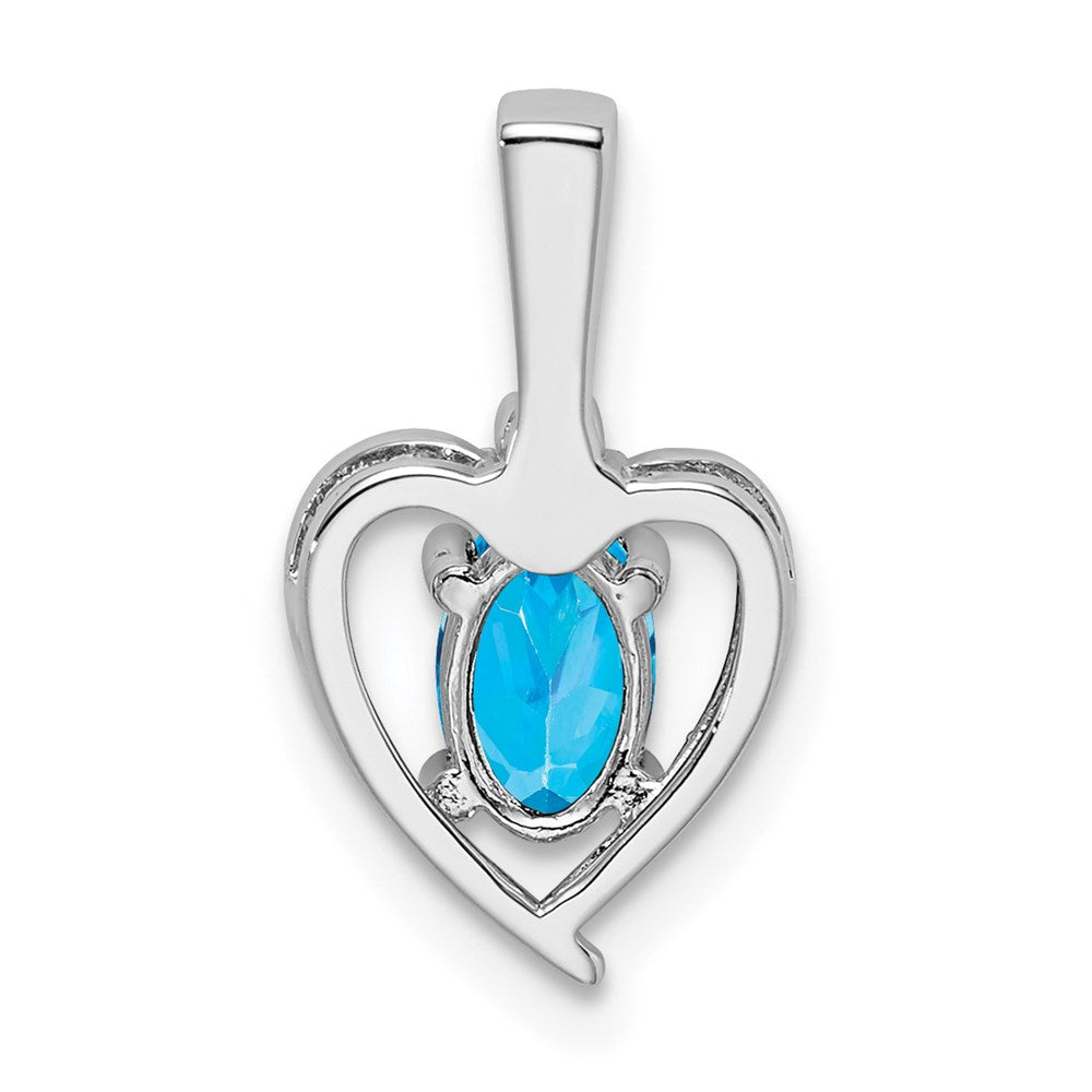 Sterling Silver Rhodium-plated Light Swiss Blue Topaz & Diam. Pendant QBPD19DEC