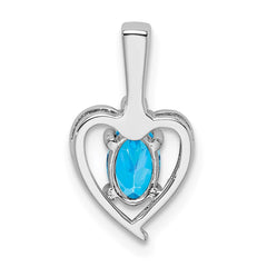 Sterling Silver Rhodium-plated Light Swiss Blue Topaz & Diam. Pendant QBPD19DEC