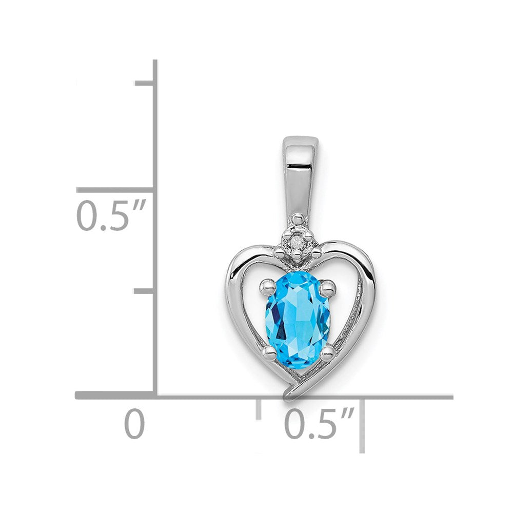 Sterling Silver Rhodium-plated Light Swiss Blue Topaz & Diam. Pendant QBPD19DEC