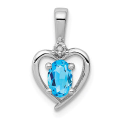 Sterling Silver Rhodium-plated Light Swiss Blue Topaz & Diam. Pendant QBPD19DEC