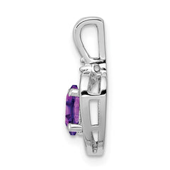 Sterling Silver Rhodium-plated Amethyst & Diam. Pendant QBPD19FEB