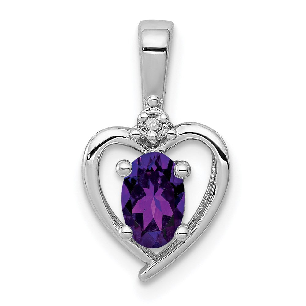 Sterling Silver Rhodium-plated Amethyst & Diam. Pendant QBPD19FEB