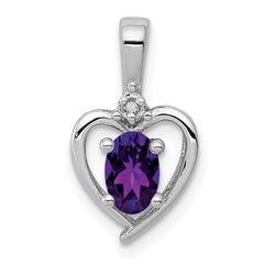 Sterling Silver Rhodium-plated Amethyst & Diam. Pendant QBPD19FEB