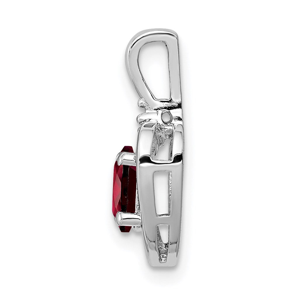 Sterling Silver Rhodium-plated Garnet & Diam. Pendant QBPD19JAN