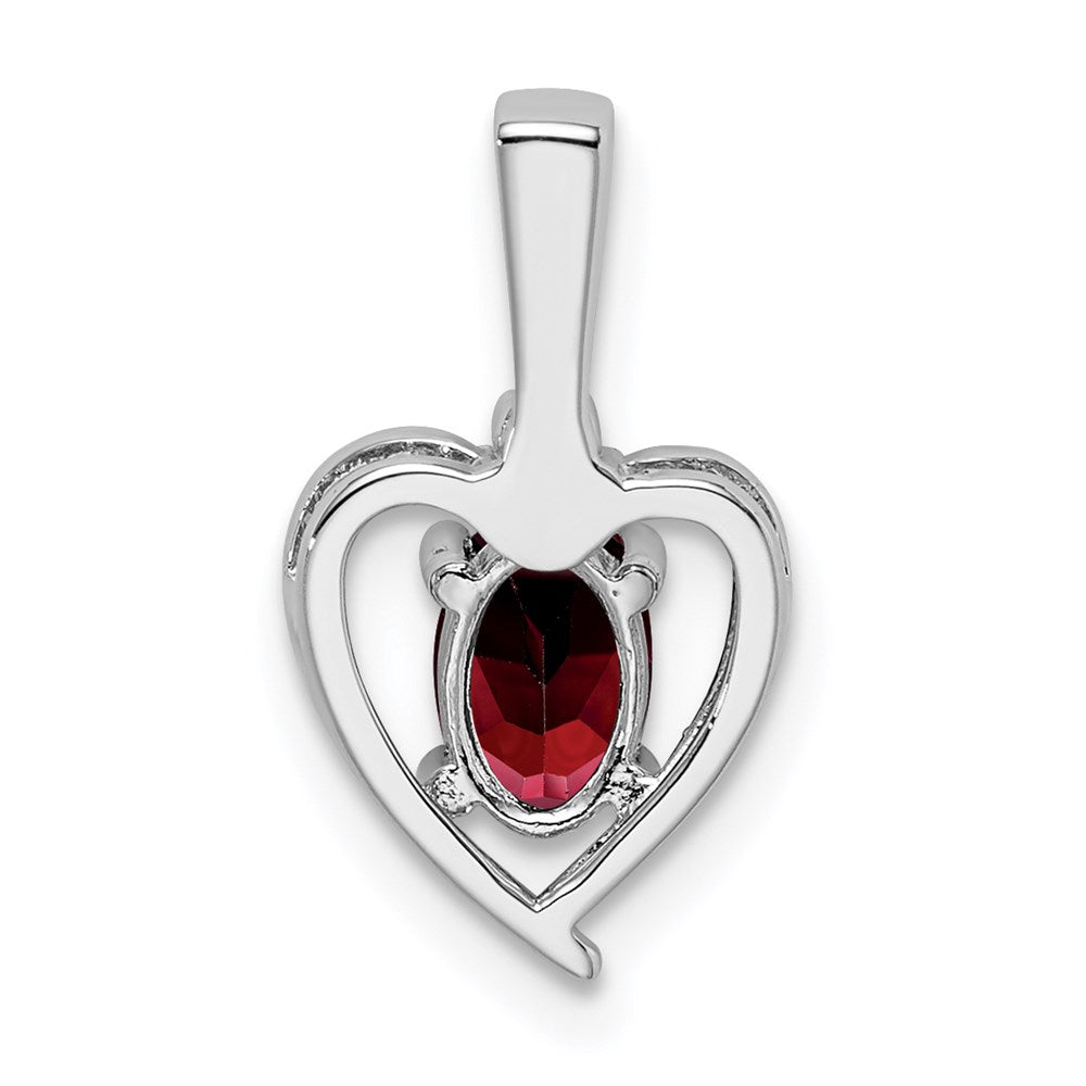 Sterling Silver Rhodium-plated Garnet & Diam. Pendant QBPD19JAN
