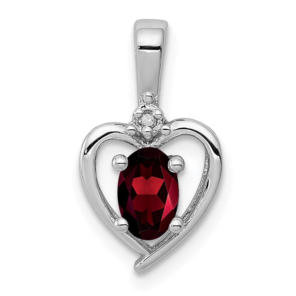 Sterling Silver Rhodium-plated Garnet & Diam. Pendant QBPD19JAN