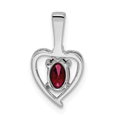 Sterling Silver Rhodium-plated Created Ruby & Diam. Pendant QBPD19JUL