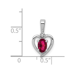 Sterling Silver Rhodium-plated Created Ruby & Diam. Pendant QBPD19JUL