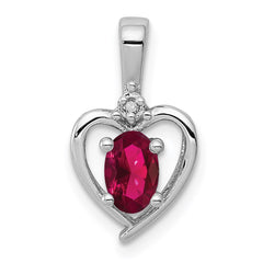 Sterling Silver Rhodium-plated Created Ruby & Diam. Pendant QBPD19JUL