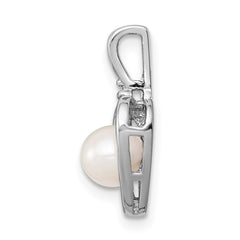 Sterling Silver Rhodium-plated FW Cultured Pearl & Diam. Pendant QBPD19JUN