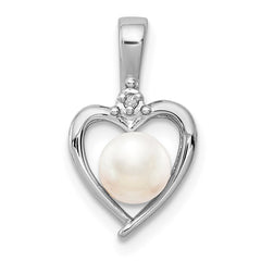 Sterling Silver Rhodium-plated FW Cultured Pearl & Diam. Pendant QBPD19JUN