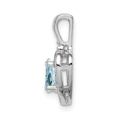 Sterling Silver Rhodium-plated Aquamarine & Diam. Pendant QBPD19MAR