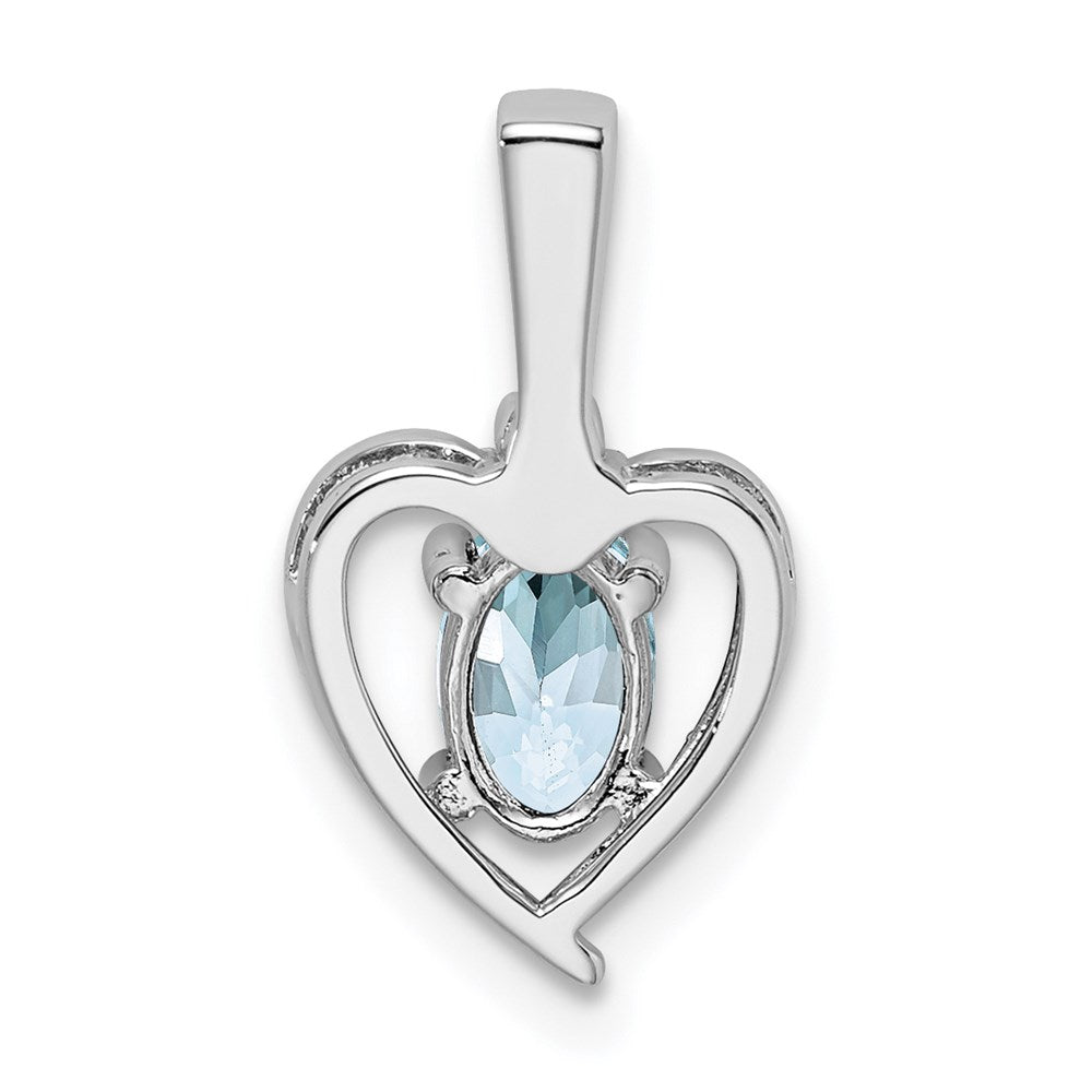 Sterling Silver Rhodium-plated Aquamarine & Diam. Pendant QBPD19MAR
