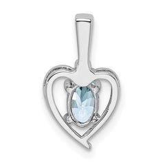 Sterling Silver Rhodium-plated Aquamarine & Diam. Pendant QBPD19MAR