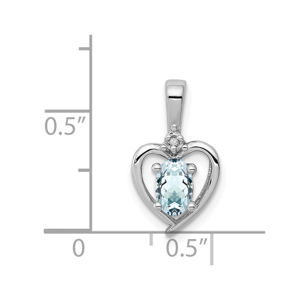 Sterling Silver Rhodium-plated Aquamarine & Diam. Pendant QBPD19MAR