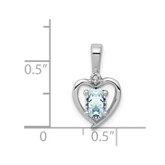 Sterling Silver Rhodium-plated Aquamarine & Diam. Pendant QBPD19MAR