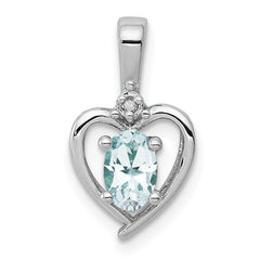 Sterling Silver Rhodium-plated Aquamarine & Diam. Pendant QBPD19MAR