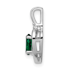 Sterling Silver Rhodium-plated Created Emerald & Diam. Pendant QBPD19MAY