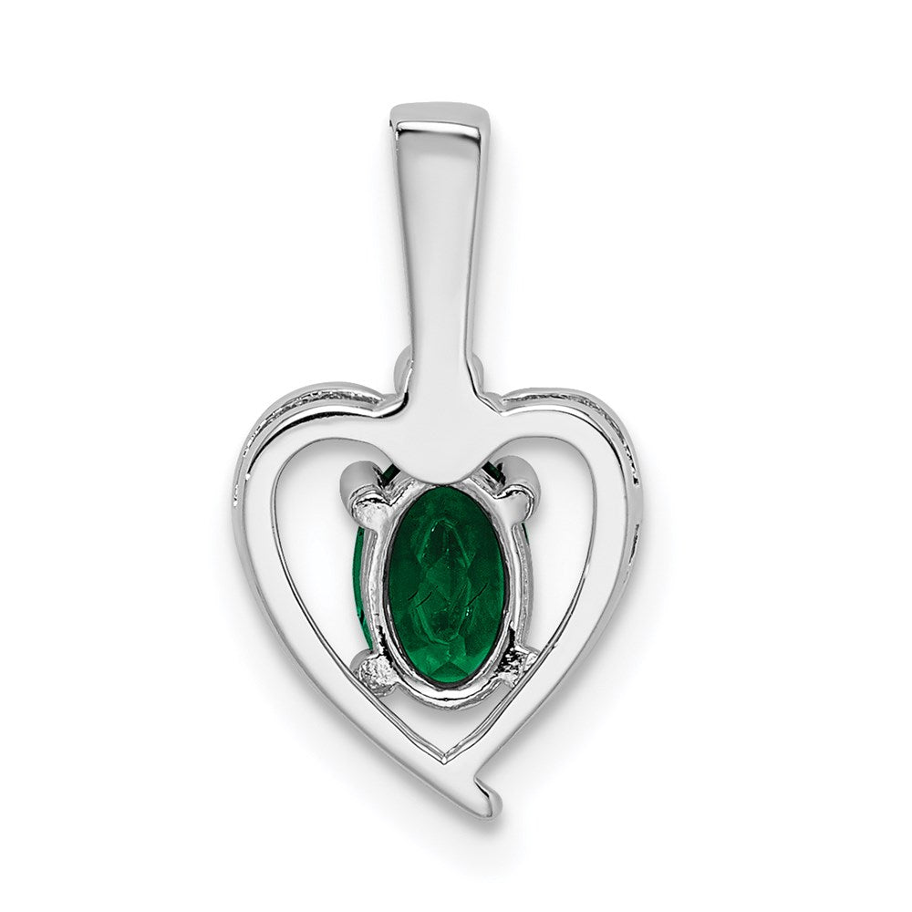 Sterling Silver Rhodium-plated Created Emerald & Diam. Pendant QBPD19MAY