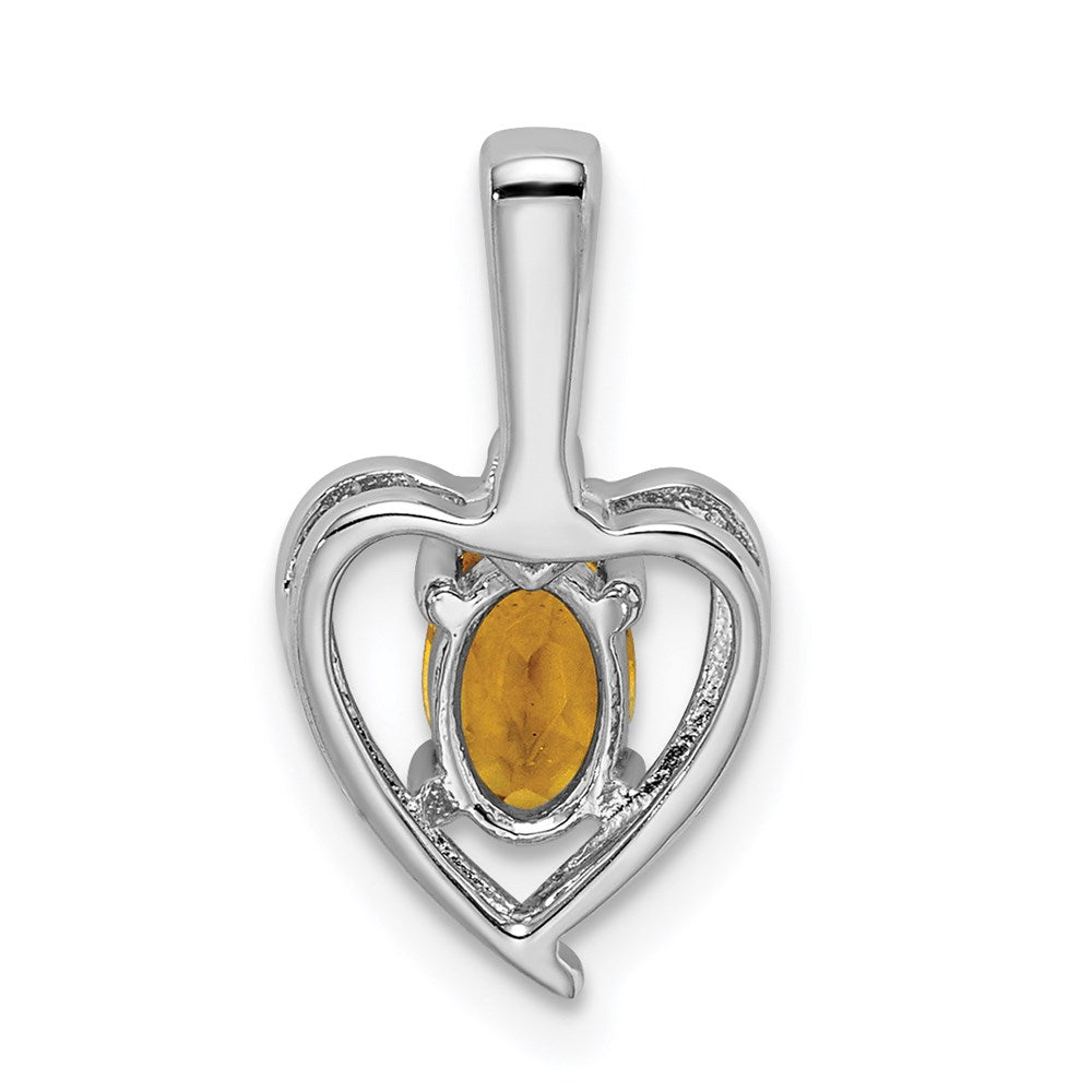 Sterling Silver Rhodium-plated Citrine & Diam. Pendant QBPD19NOV