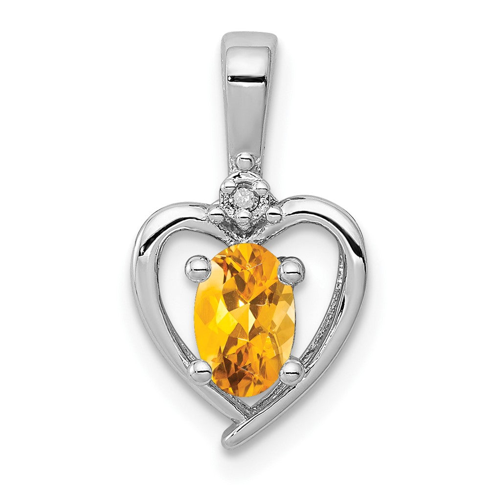 Sterling Silver Rhodium-plated Citrine & Diam. Pendant QBPD19NOV