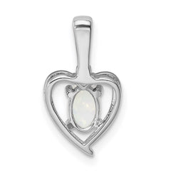 Sterling Silver Rhodium-plated Created Opal & Diam. Pendant QBPD19OCT
