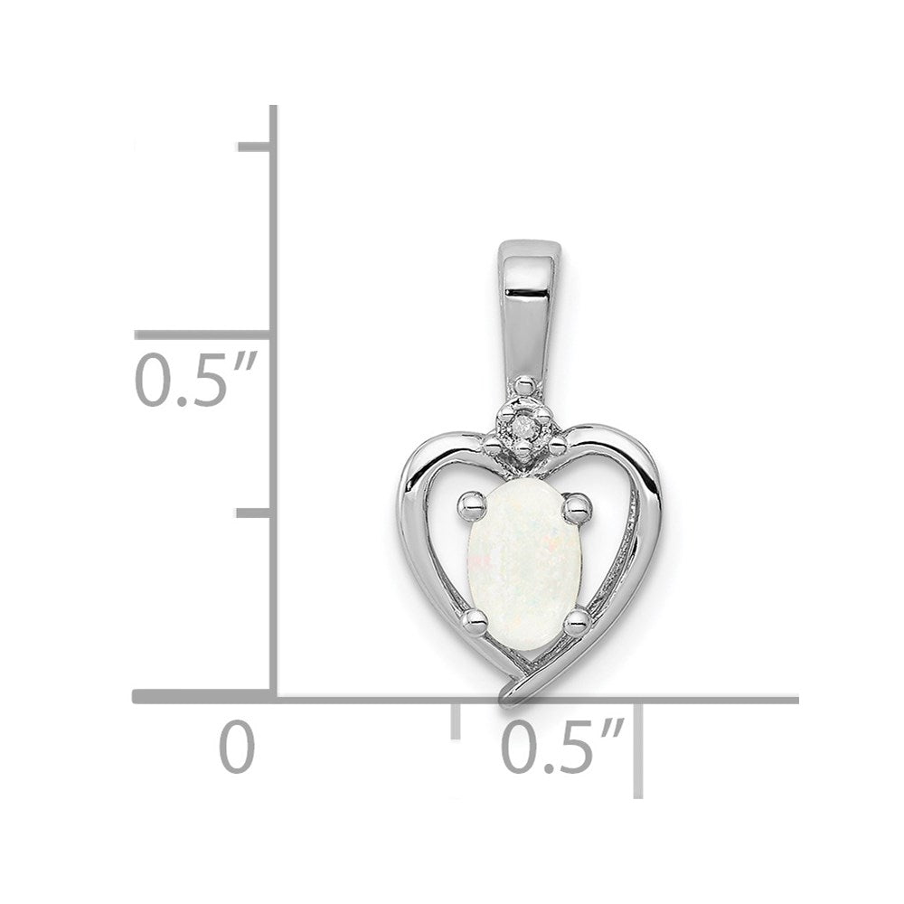 Sterling Silver Rhodium-plated Created Opal & Diam. Pendant QBPD19OCT