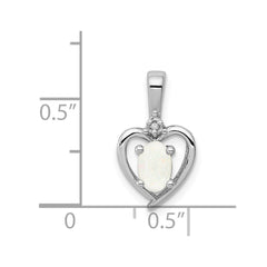 Sterling Silver Rhodium-plated Created Opal & Diam. Pendant QBPD19OCT