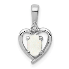 Sterling Silver Rhodium-plated Created Opal & Diam. Pendant QBPD19OCT