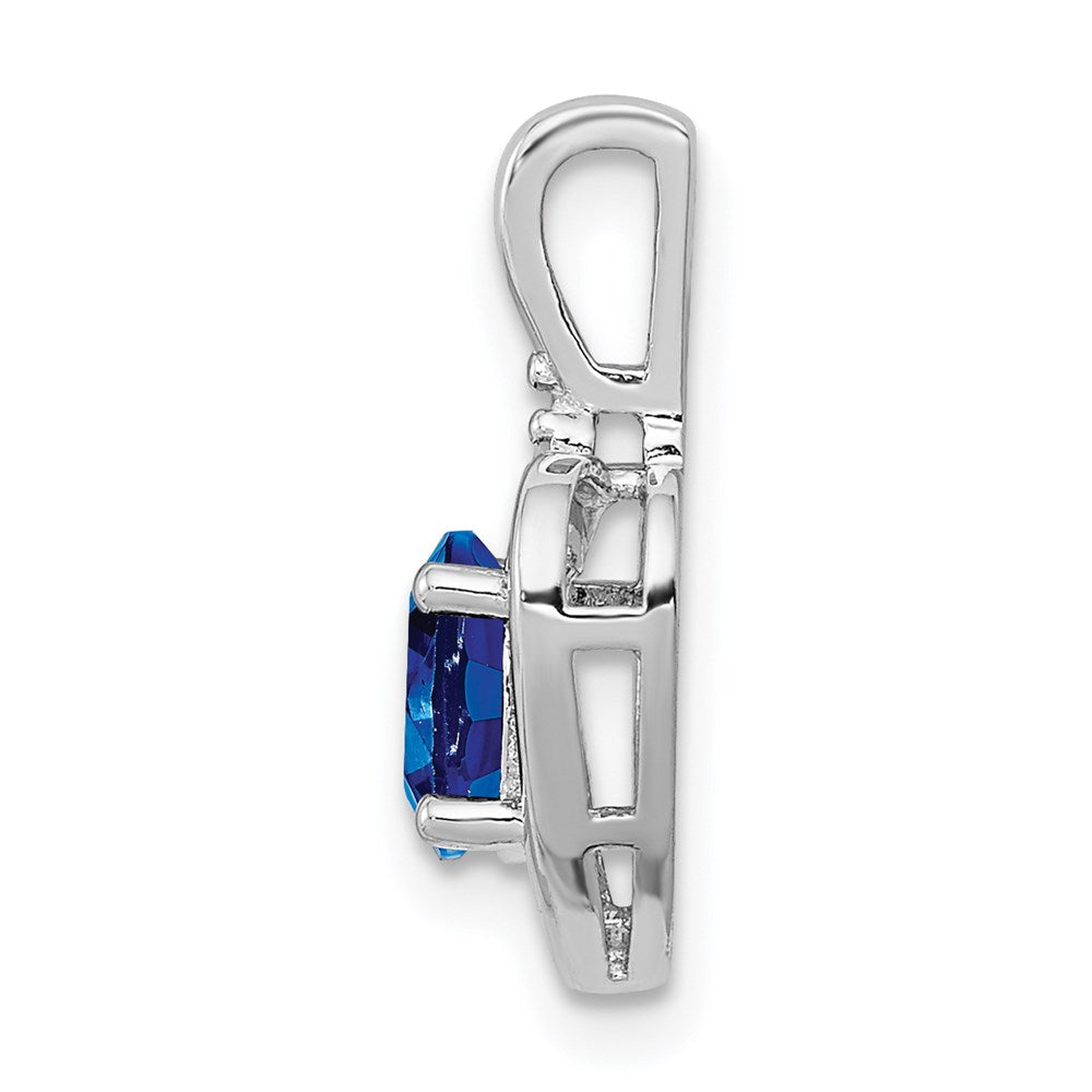 Sterling Silver Rhodium-plated Created Sapphire & Diam. Pendant QBPD19SEP
