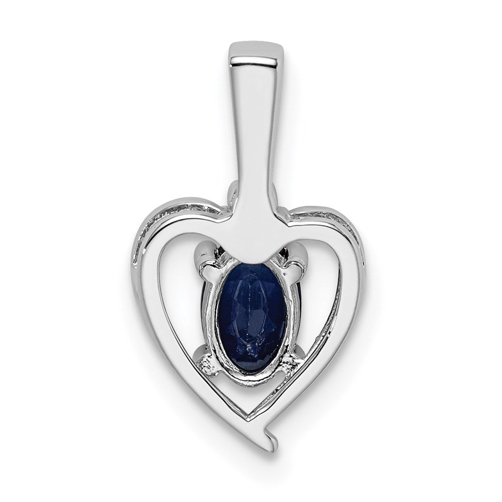 Sterling Silver Rhodium-plated Created Sapphire & Diam. Pendant QBPD19SEP