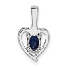 Sterling Silver Rhodium-plated Created Sapphire & Diam. Pendant QBPD19SEP