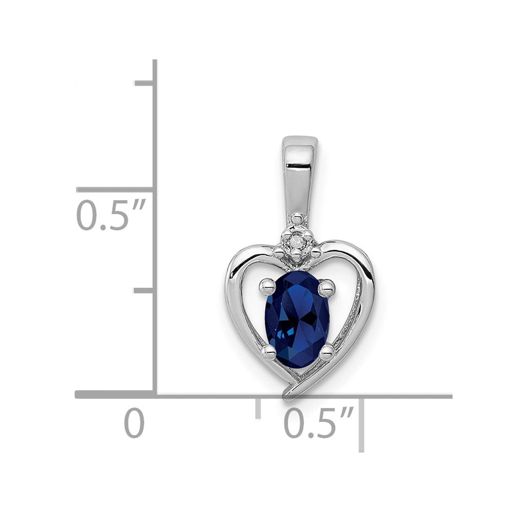 Sterling Silver Rhodium-plated Created Sapphire & Diam. Pendant QBPD19SEP
