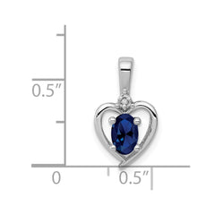 Sterling Silver Rhodium-plated Created Sapphire & Diam. Pendant QBPD19SEP