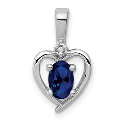 Sterling Silver Rhodium-plated Created Sapphire & Diam. Pendant QBPD19SEP