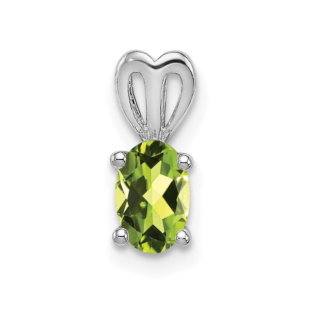 Sterling Silver Rhodium-plated Peridot Pendant QBPD20AUG