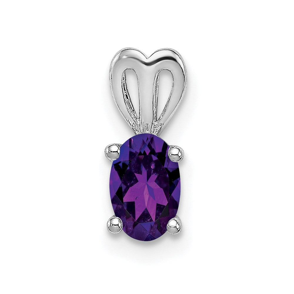 Sterling Silver Rhodium-plated Amethyst Pendant QBPD20FEB